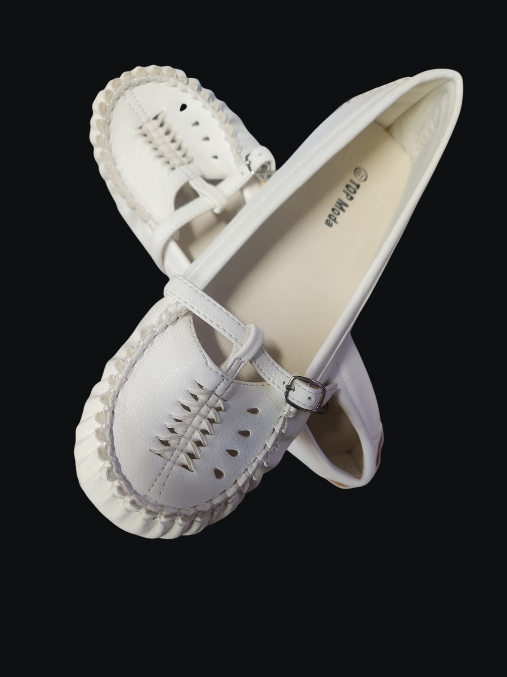 Moda White Womens Mary Jane Moccasins